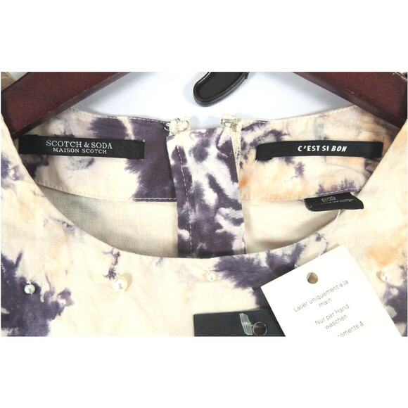 NWT SCOTCH & SODA COTTON TIEDYE TOP WITH PEARL DETAILS XS - Picture 11 of 15